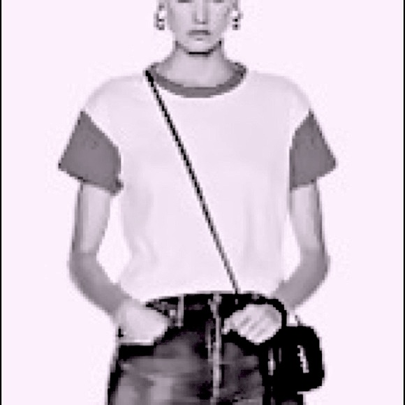 🔥Rag & Bone 🔥Colorblocked Penny T-Shirt Blue cotton viscose - Picture 2 of 5